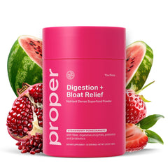 Proper The Pinks digestion powder tub front for convenient daily gut support.
