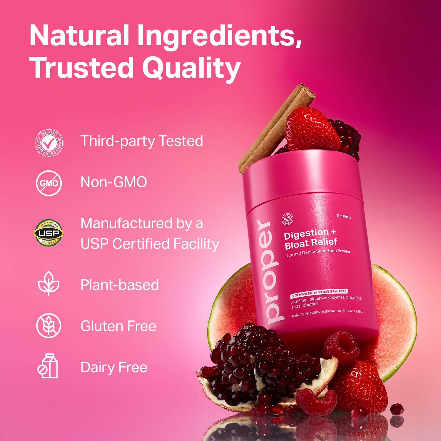 Proper The Pinks powder dissolving in water demonstrating easy daily mix.