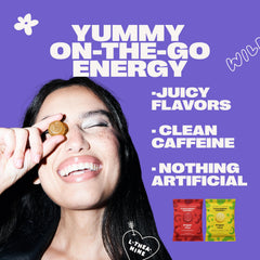 Proper Wild vegan energy gummies pack front highlights plant-based energy.
