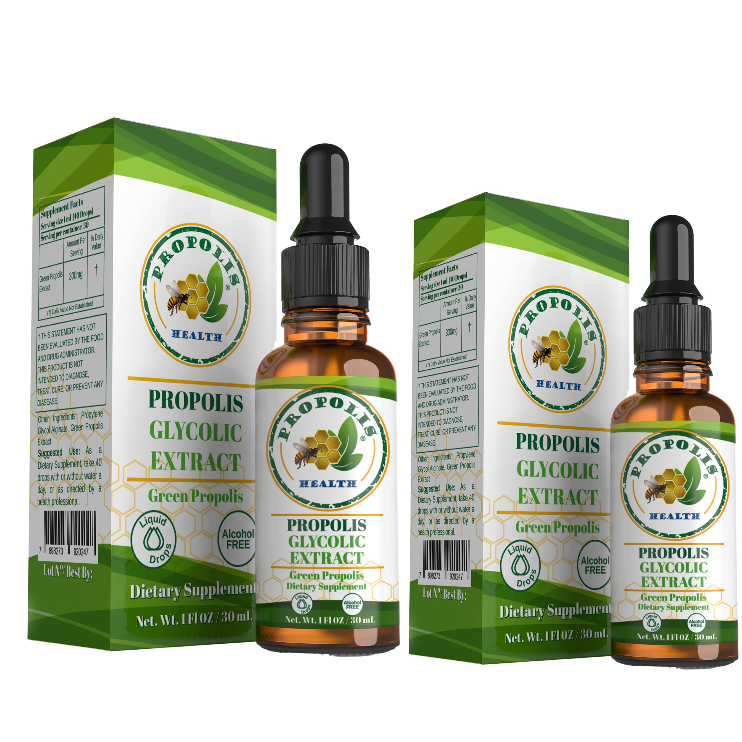 Propolis Health bottle on wood counter suggests daily wellness ritual.