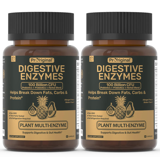 Proriginal Digestive Enzymes bottle front showing product name and branding for daily gut support