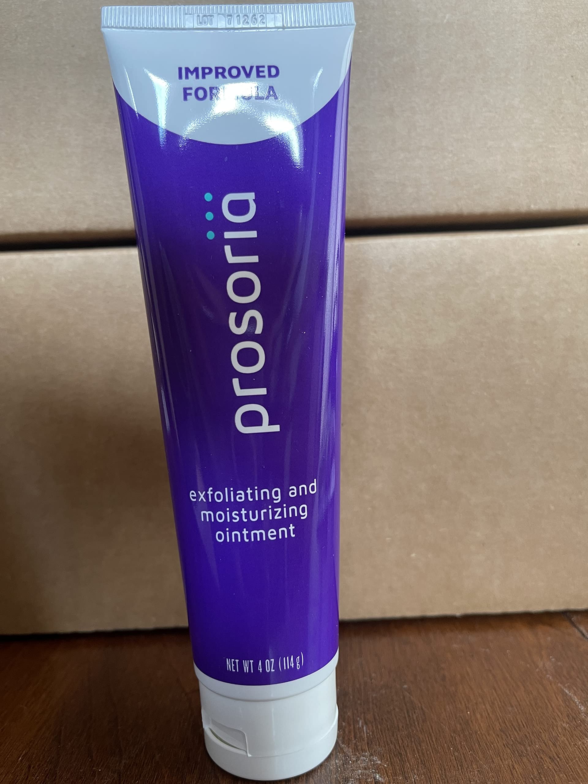 Prosoria cream texture close-up highlights rich yet non-greasy feel.