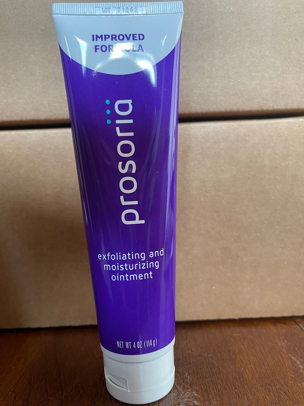 Prosoria cream texture close-up highlights rich yet non-greasy feel.