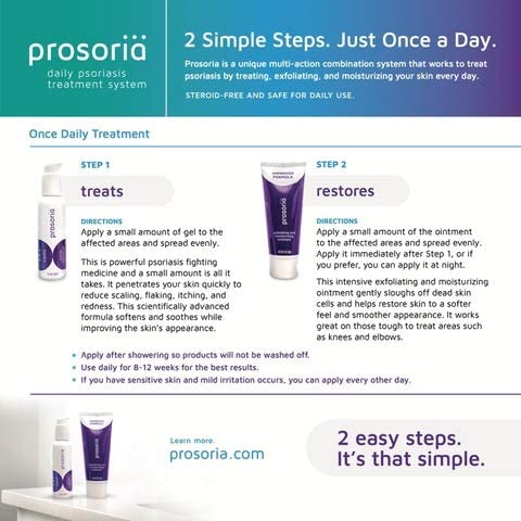 Prosoria treatment system gel dispense close-up for redness and itching relief.