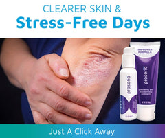 Prosoria treatment system skin application photo illustrating daily use.