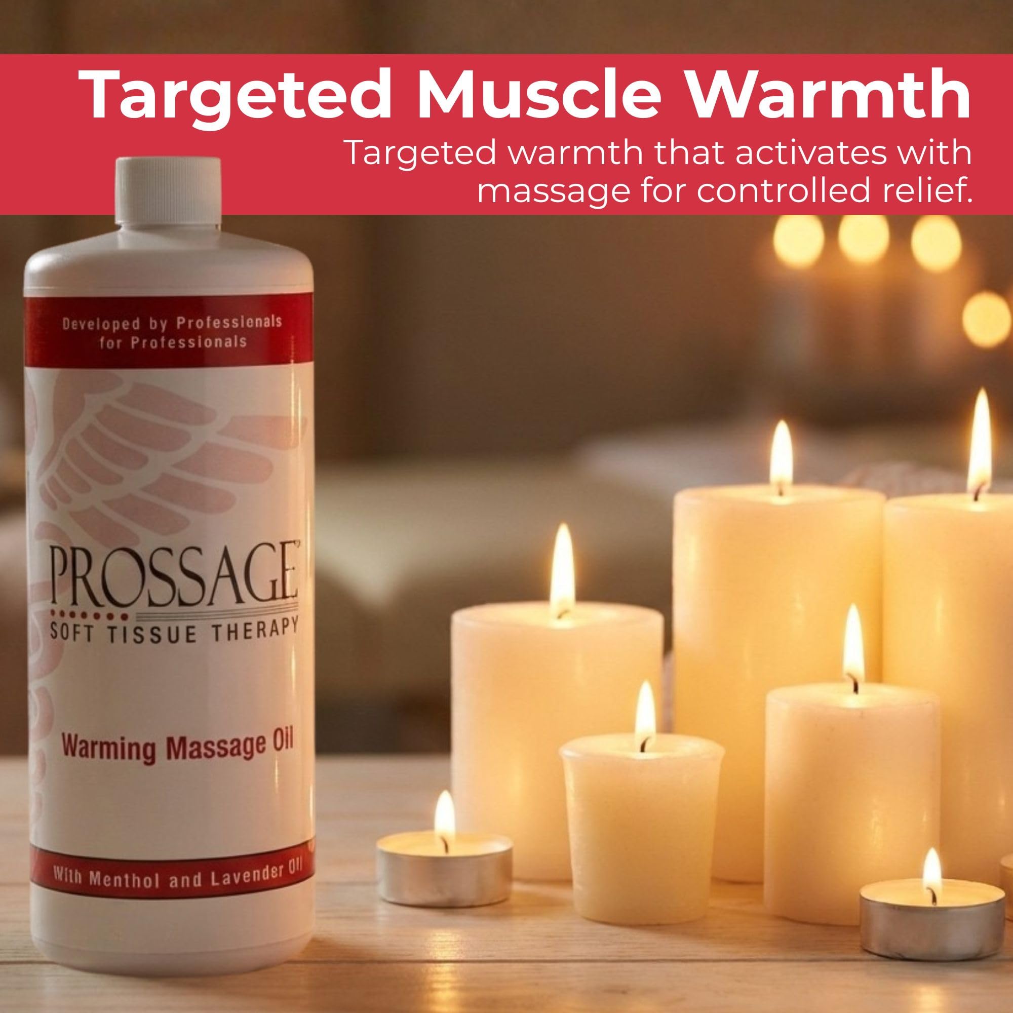 Prossage Heat Oil used in professional massage practice to ease muscle tension.
