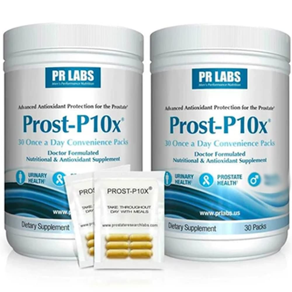 Prost-P10x bottle pour demonstrates easy daily dosing for prostate support.