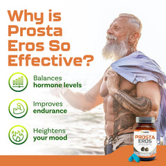 Prosta Eros all-natural formula shown in a clear capsule.