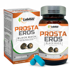 Prosta Eros bottle and capsules for prostate support and daily wellness.
