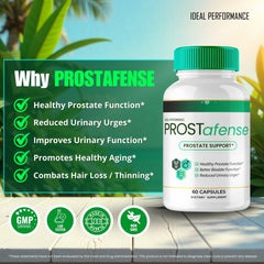 Prostafense daily-use glass suggests a consistent wellness routine.