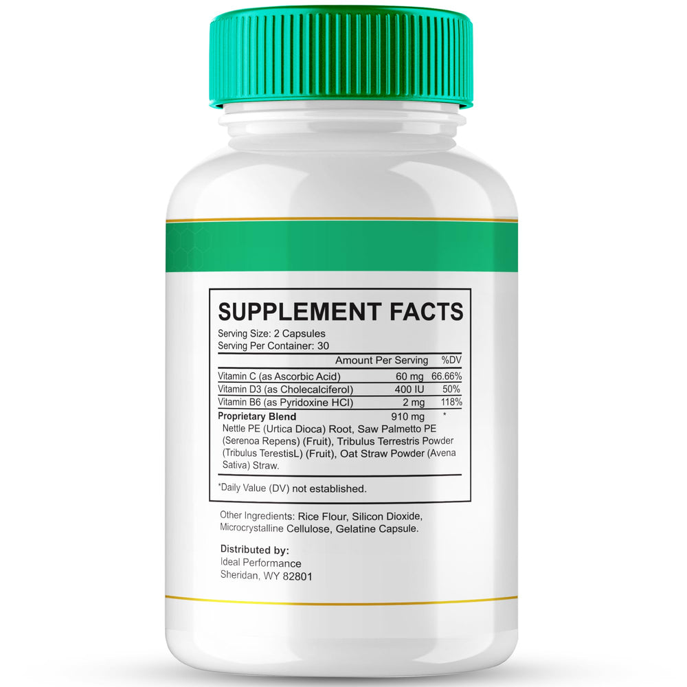 Prostafense Ideal Performance label detail highlighting natural ingredients.