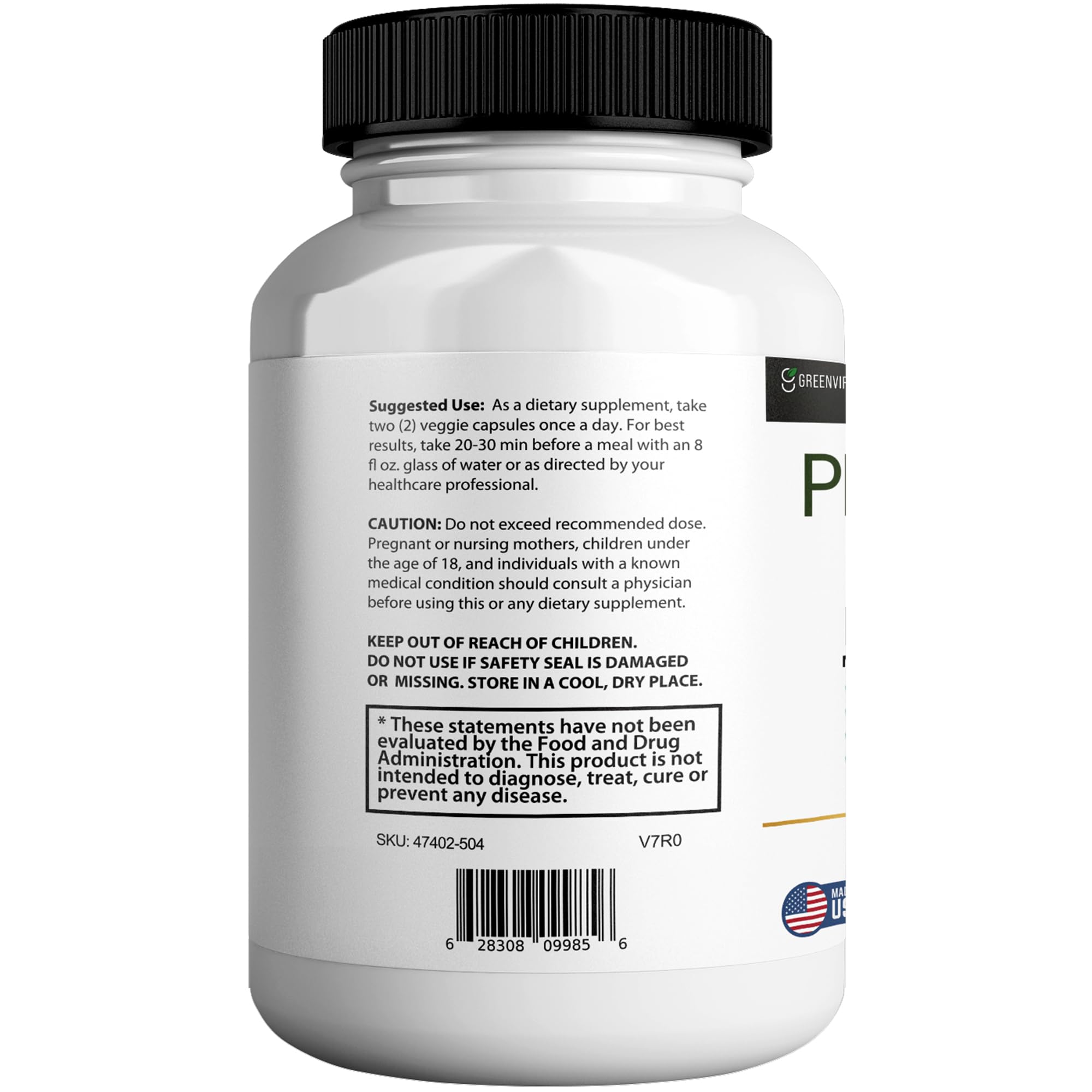 Prostafense Max label indicates USA manufacturing standards.