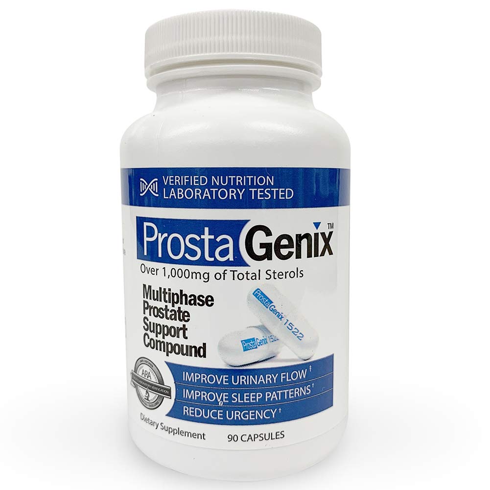 ProstaGenix bottle-back label with ingredients and usage guidance.