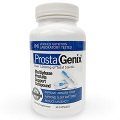 ProstaGenix bottle-back label with ingredients and usage guidance.