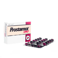 Close-up of Prostamol Uno capsules emphasizing precise dosing.