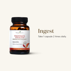 Prostate Health softgels being poured, demonstrating easy dosing.