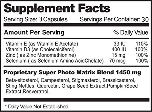 Prostavar Ultra bottle back label displays natural ingredients and dosage information.