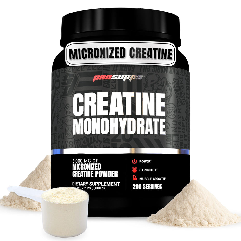 ProSupps Creatine Monohydrate powder scoop pouring into water for a quick workout boost