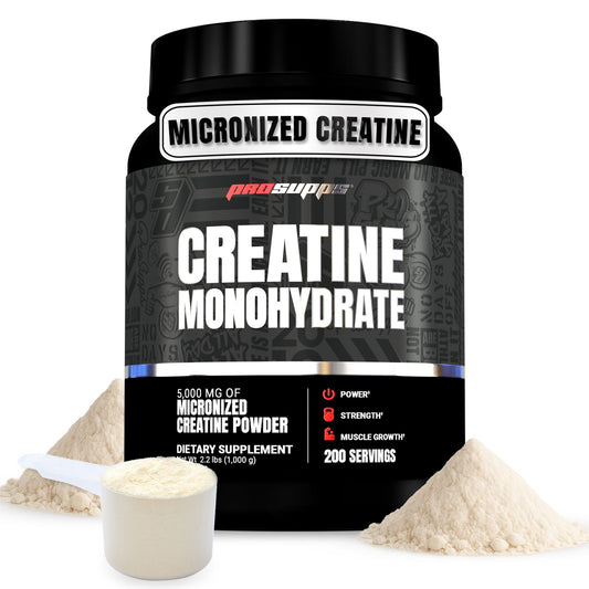 ProSupps Creatine Monohydrate powder scoop pouring into water for a quick workout boost