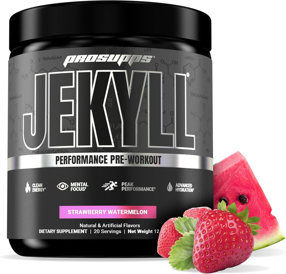 PROSUPPS Dr. Jekyll tub front highlighting low-stim focus and energy support