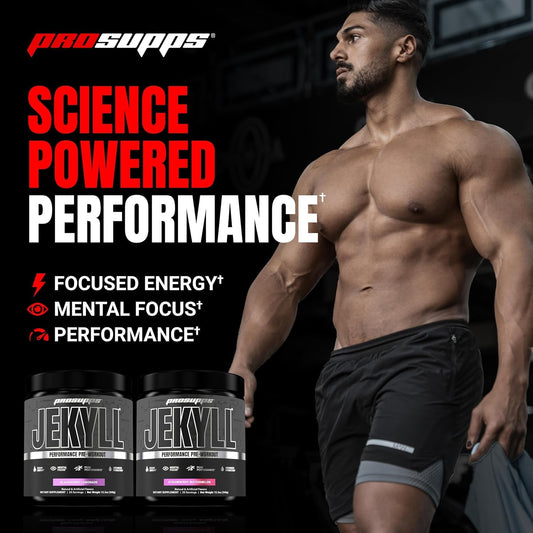 Close-up of PROSUPPS Dr. Jekyll label showing vegan and caffeine-free claims