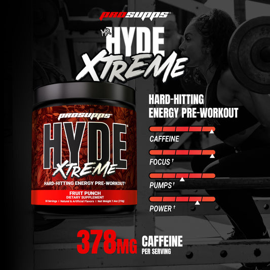 Fruit Punch flavor label on ProSupps Mr. Hyde container