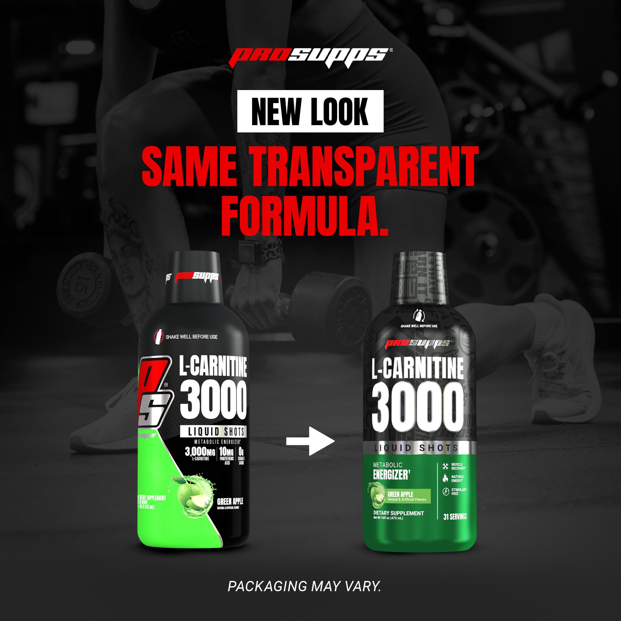 PROSUPPS L-Carnitine Liquid bottle with ingredients panel close-up