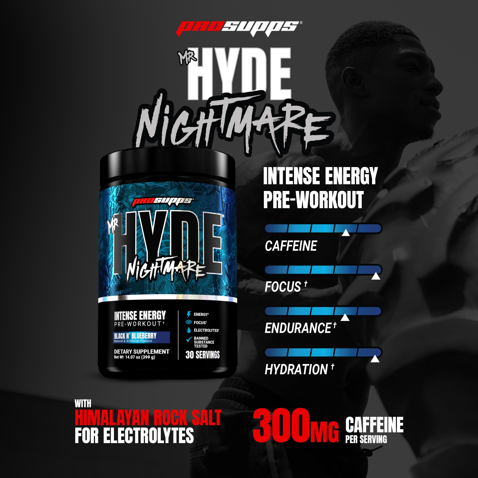 Scoop of PROSUPPS Mr Hyde Nightmare ready to mix for intense training