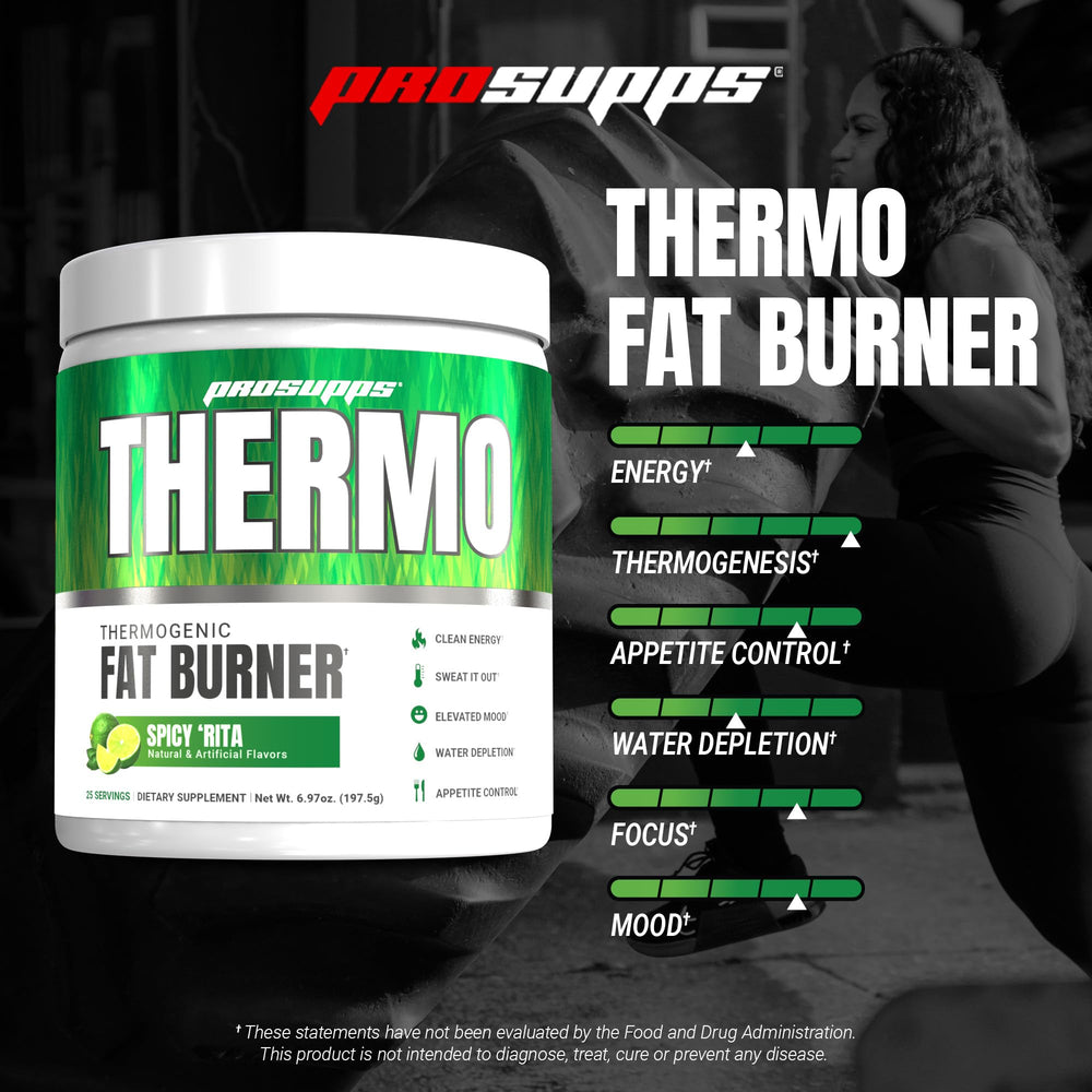PROSUPPS Thermogenic Spicy Rita powder-dissolving enables quick mix for flavorful energy boost.