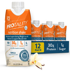 Protality Vanilla Nutrition Shake bottle highlights protein-rich nourishment for muscle support.