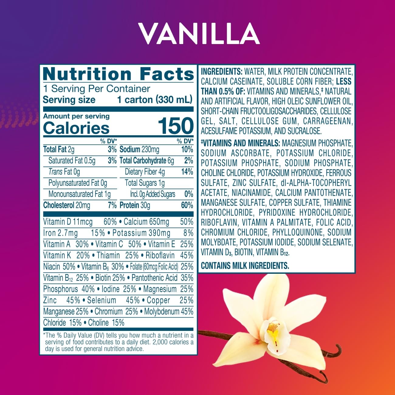 Protality Vanilla Nutrition Shake with 4g fiber supports digestive health.