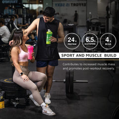Prote&Co Lupin Protein banana with banana slice, tasty vegan protein option for snacks.