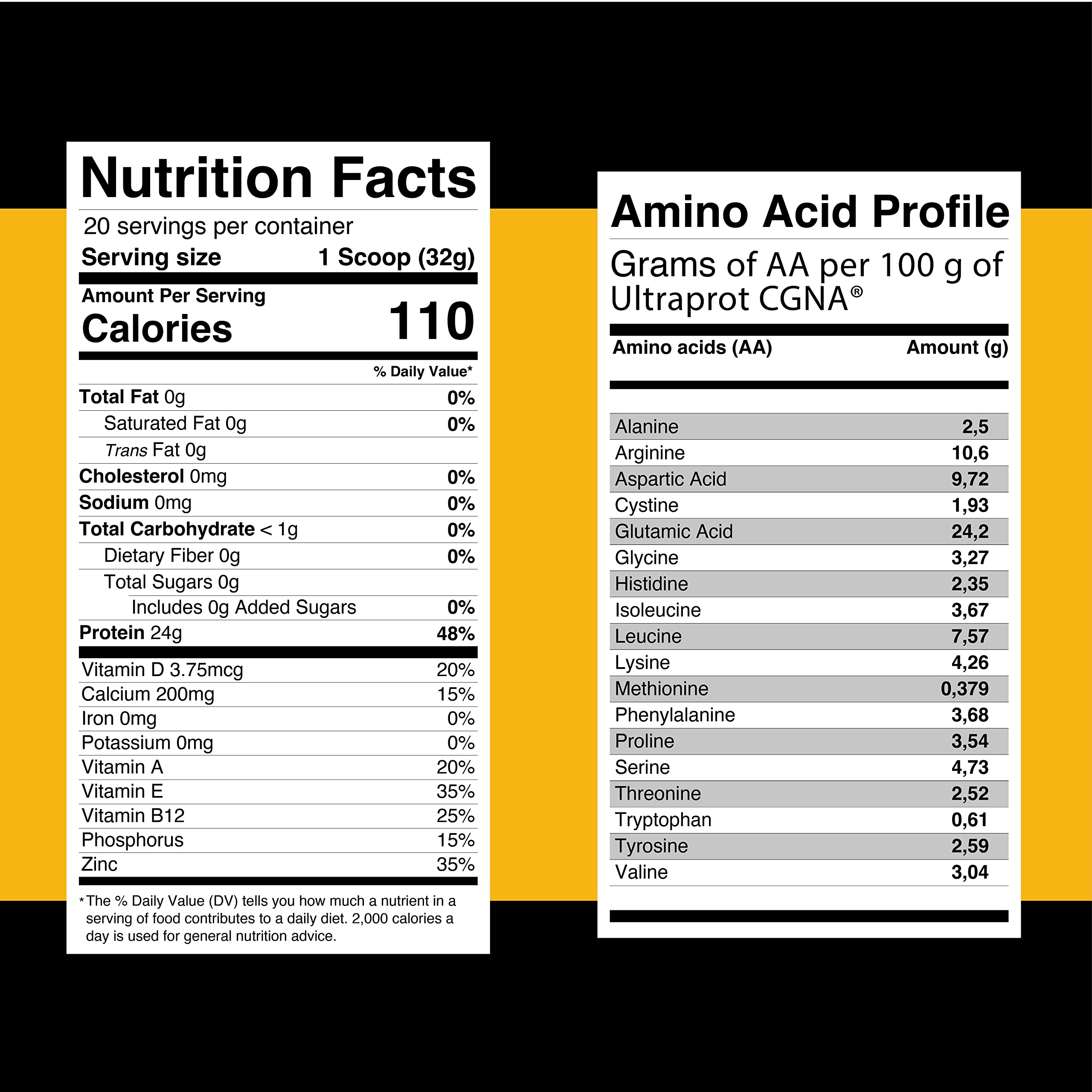 Prote&Co Lupin Protein label close-up, non-GMO, allergen-friendly nutrition details.