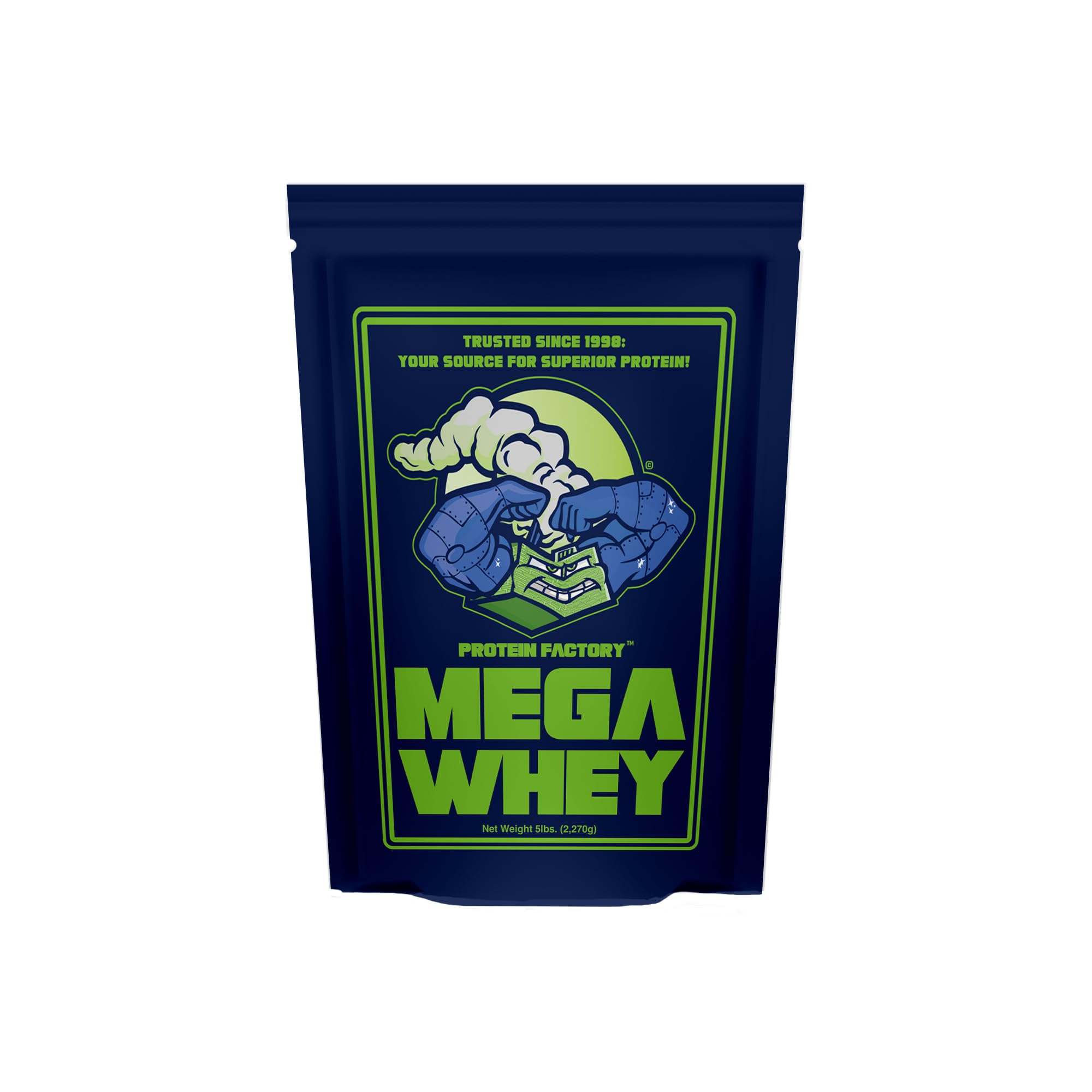 Protein Factory Mega Whey bottle pour for a quick post-workout shake.