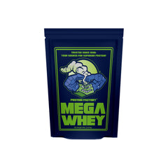 Protein Factory Mega Whey bottle pour for a quick post-workout shake.