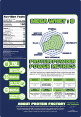 Protein Factory Mega Whey soy lecithin-free formula supports clean nutrition.