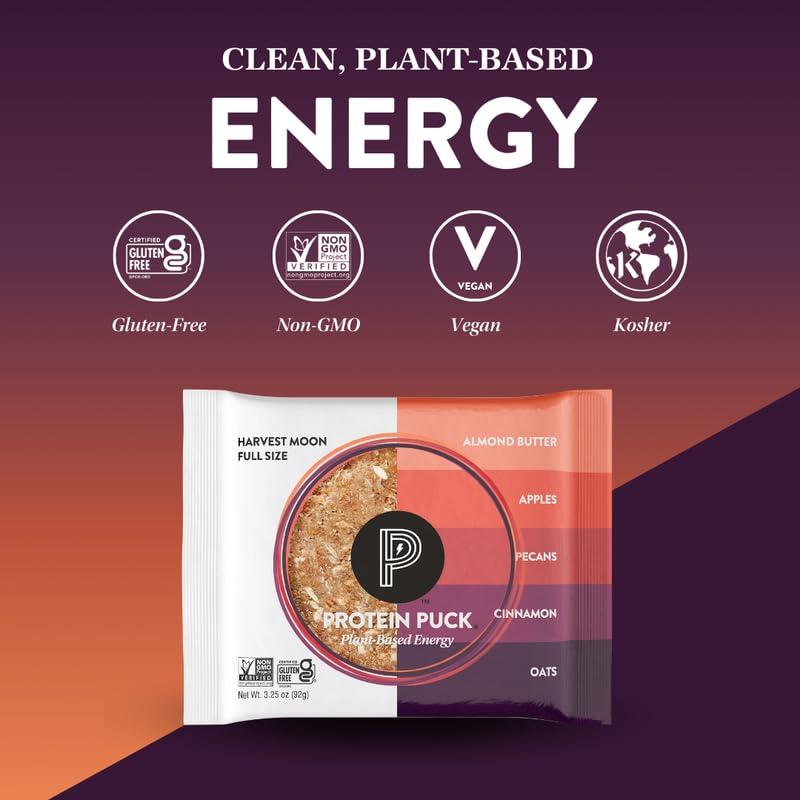 Protein Puck bar being held on the go for a quick protein boost.