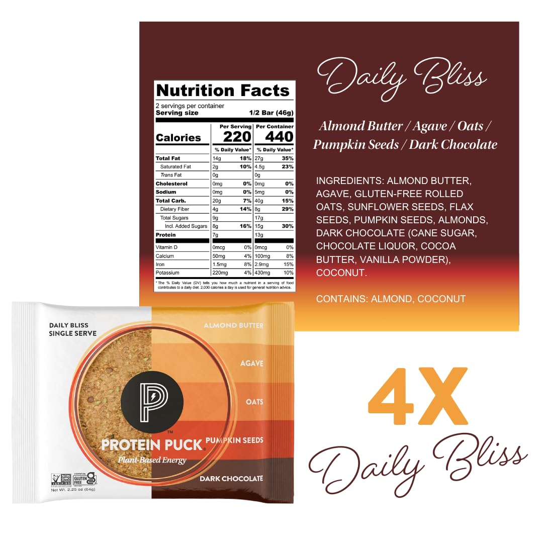 Protein Puck bar in hand for quick on the go snacking