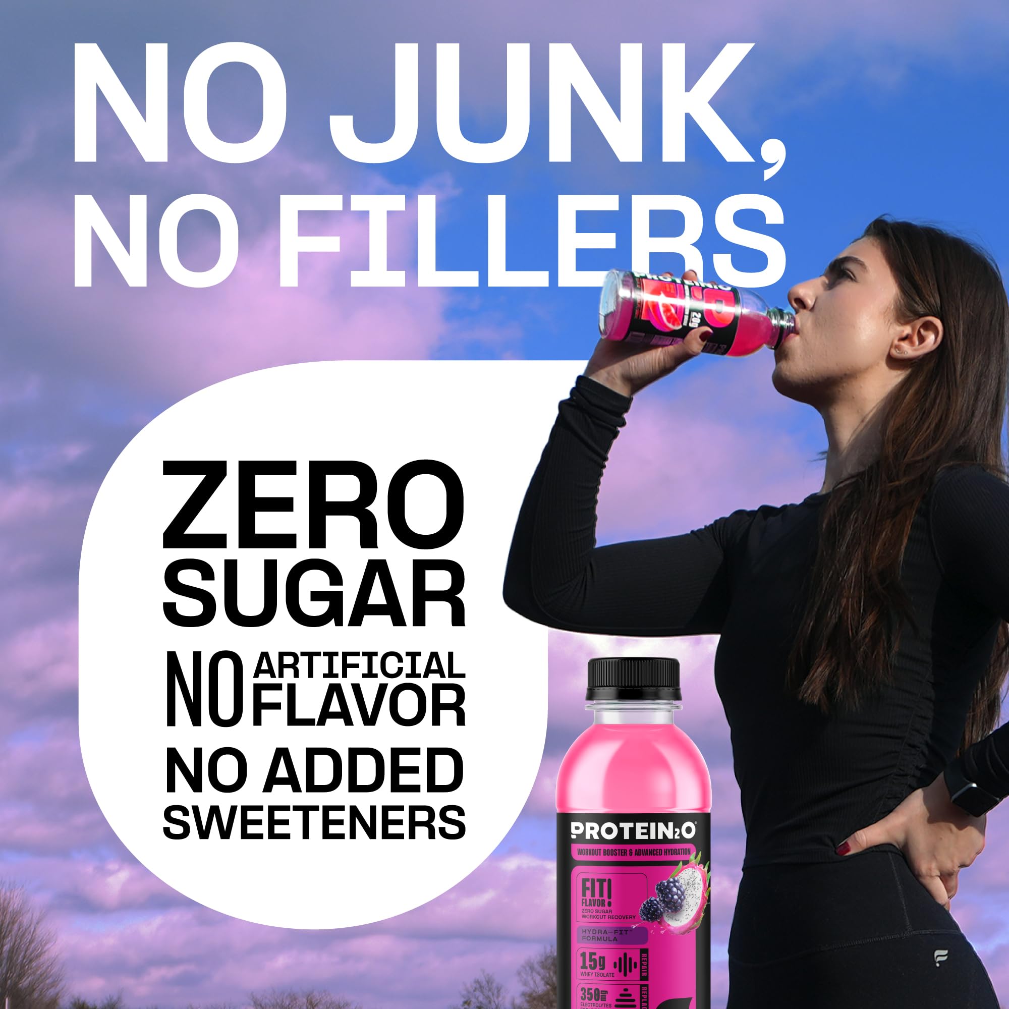 Protein2o ready-to-drink beverage in gym bag for convenient protein and hydration