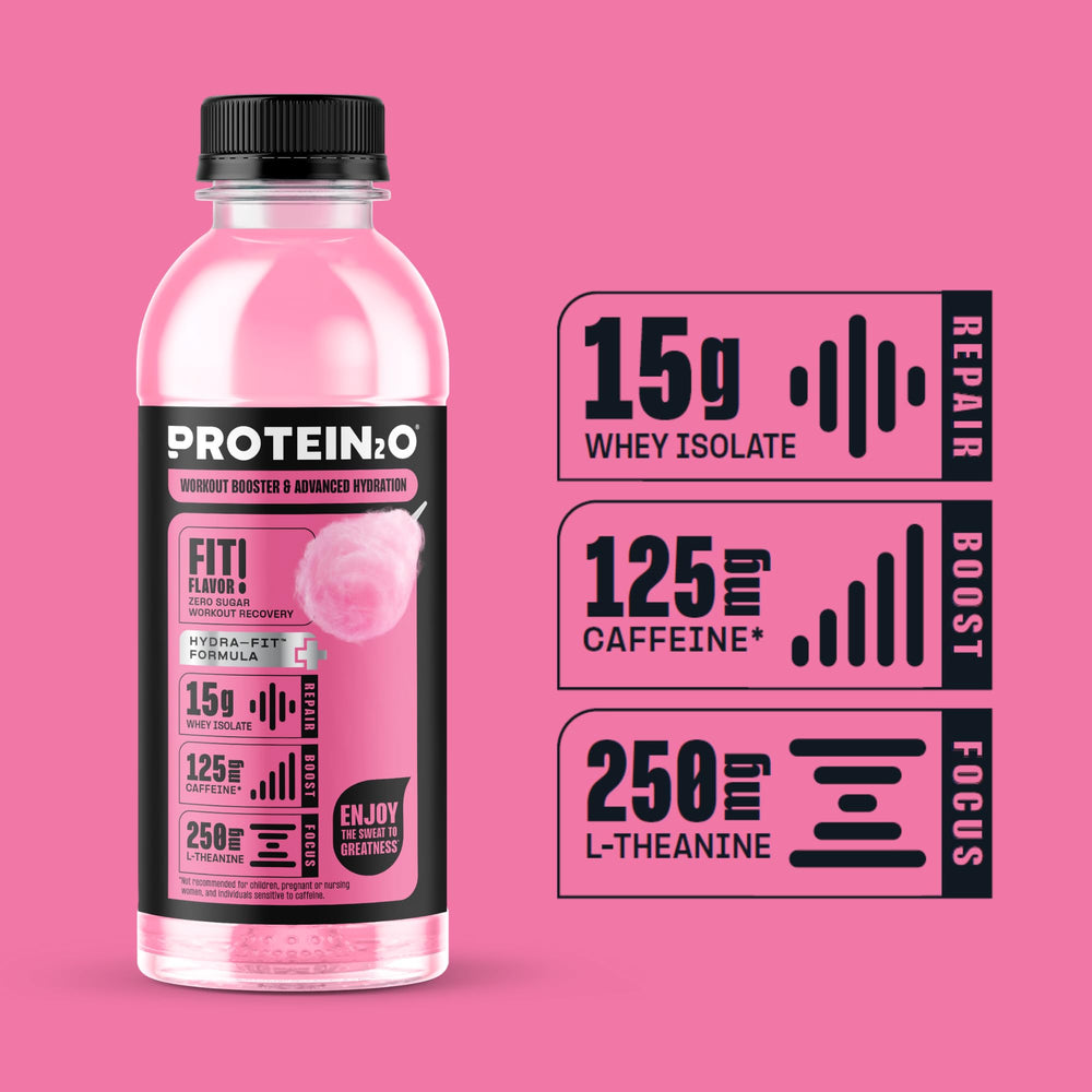 Protein2o bottle being poured to show ready-to-drink hydration