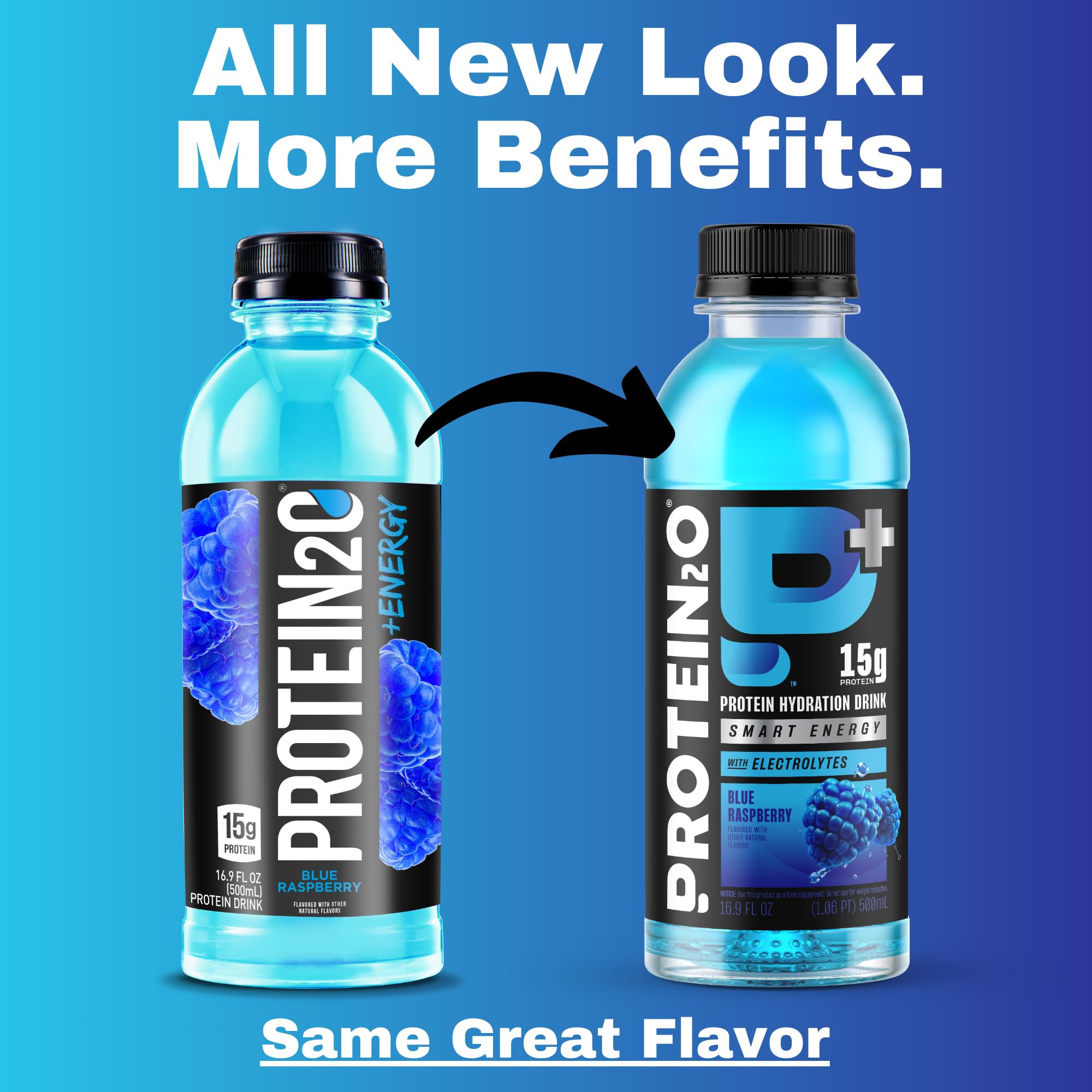 Protein2o electrolyte balance bottle highlighting balanced hydration for workouts.