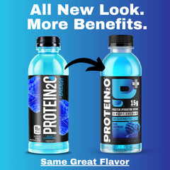 Protein2o electrolyte balance bottle highlighting balanced hydration for workouts.