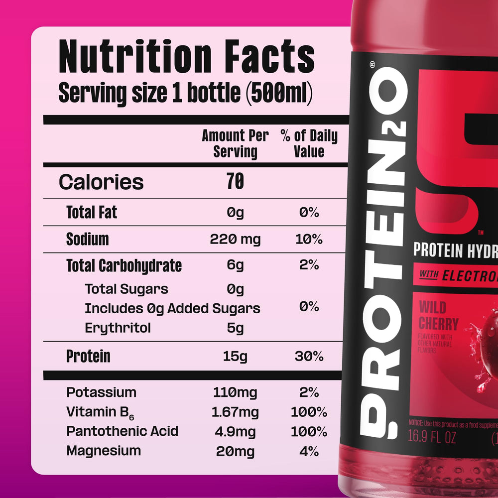 Protein2o clear protein water with electrolytes supports balanced hydration throughout the day.