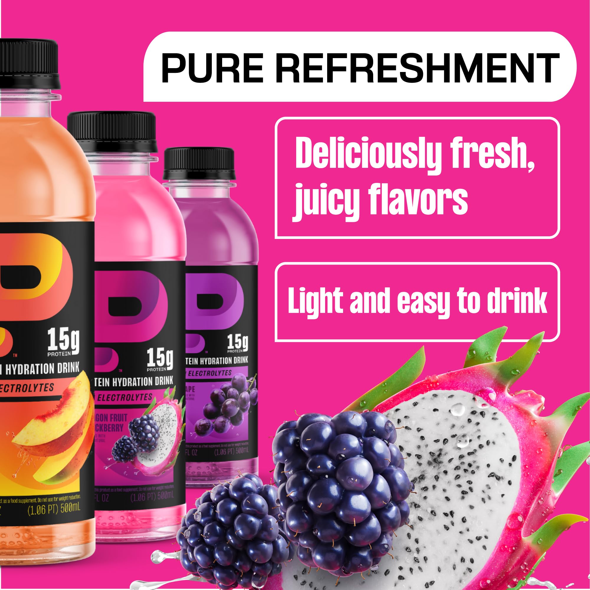 Protein2o glass with light fruit flavor, ideal for on-the-go refreshment
