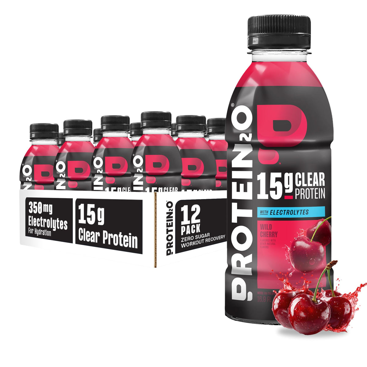 Protein2o hydration bottle pour showing a refreshing post-workout drink