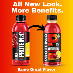 Protein2o Ice-cold glass showcases low sugar, keto-friendly hydration.