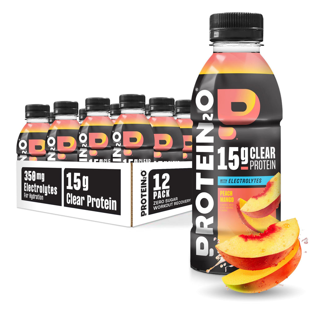 Protein2o Peach Mango bottle shown for on-the-go hydration with protein benefits