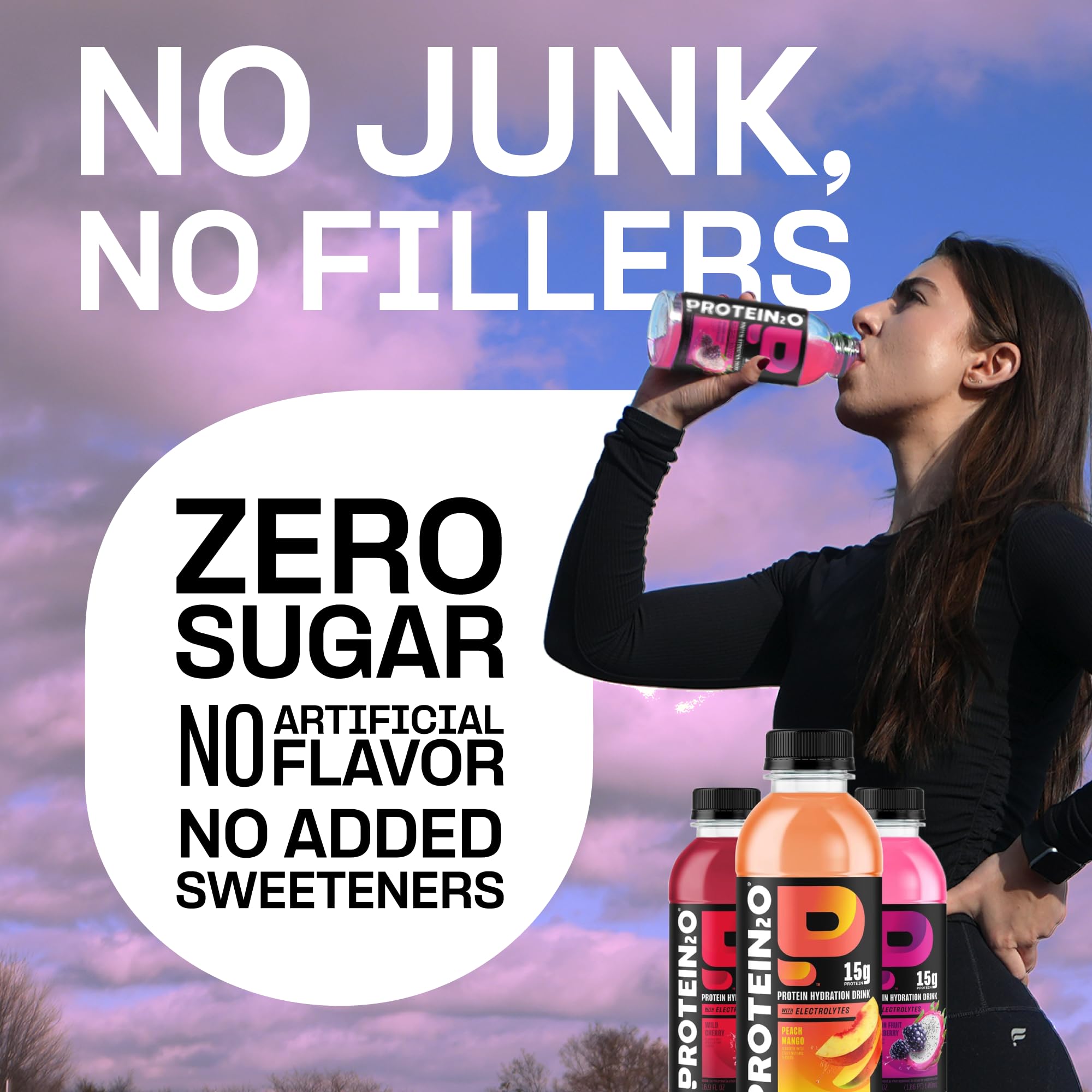 Protein2o zero sugar, 70 calories offer a light, flexible fueling option.