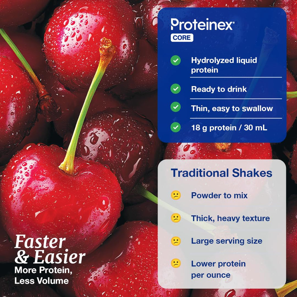 Proteinex Core nutrition label signals zero carbs and zero sugars.