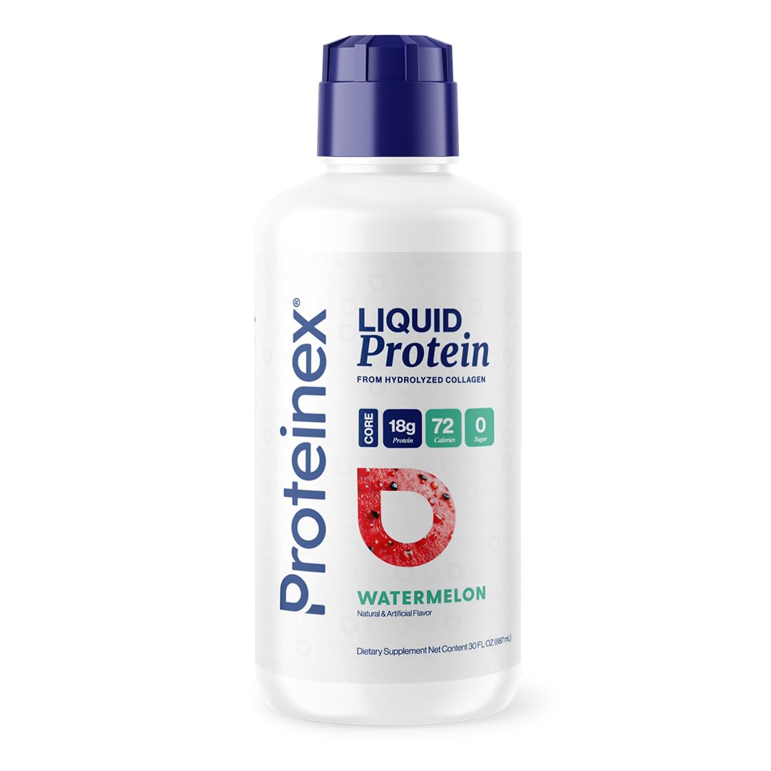 Proteinex watermelon liquid collagen bottle, ready to drink.